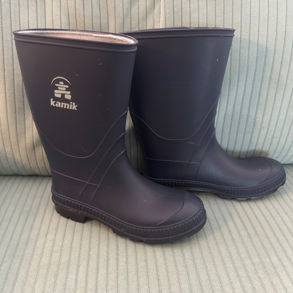 Kamik Kids Rain Boots Size 4 Big Kid Navy Blue Waterproof Rubber Pull On Unisex